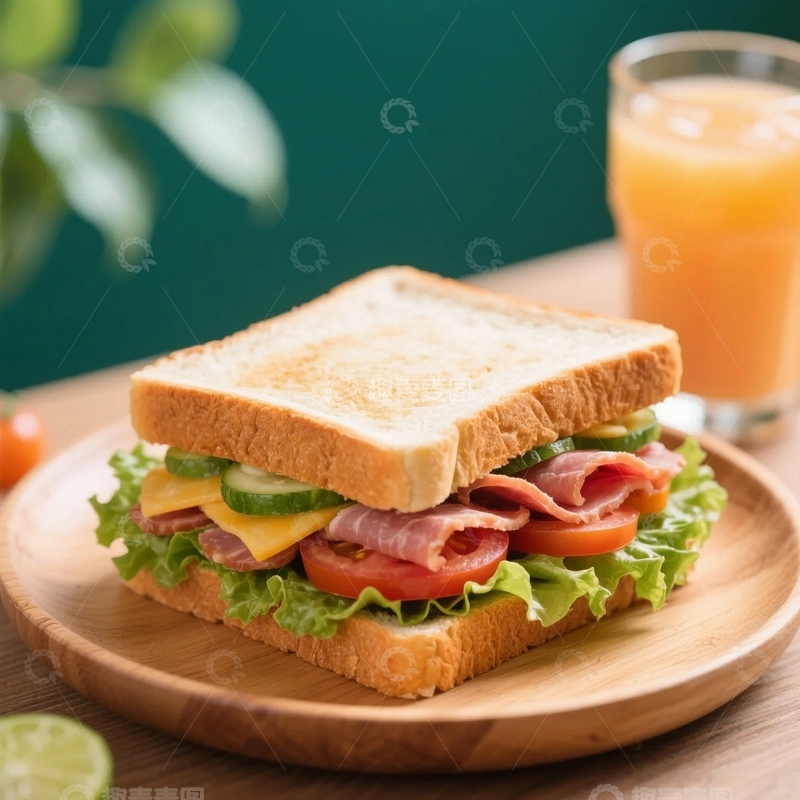 高清大图下载【趣麦麦图】西式早餐培根三明治