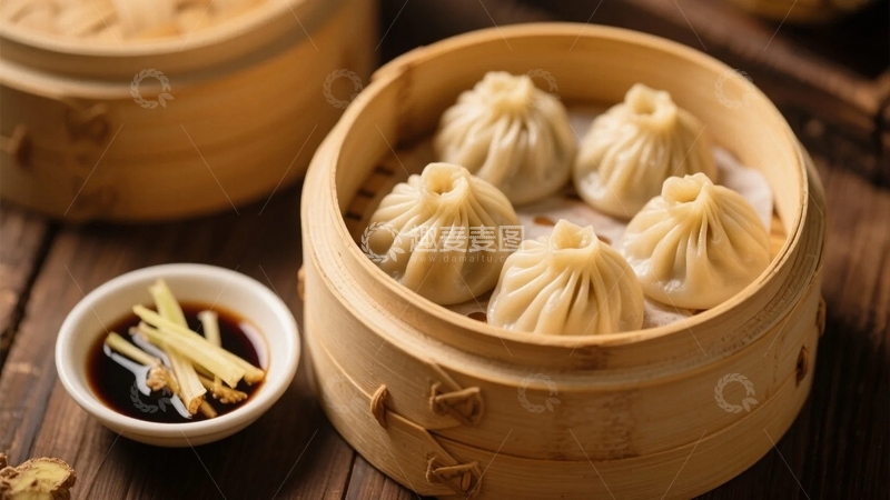 高清大图下载【趣麦麦图】美味的早餐小笼包1