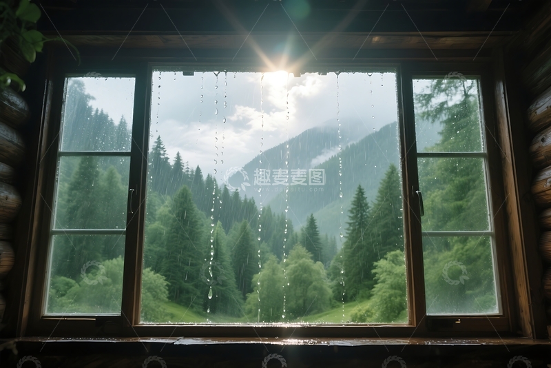 高清大图下载【趣麦麦图】窗户上的雨 