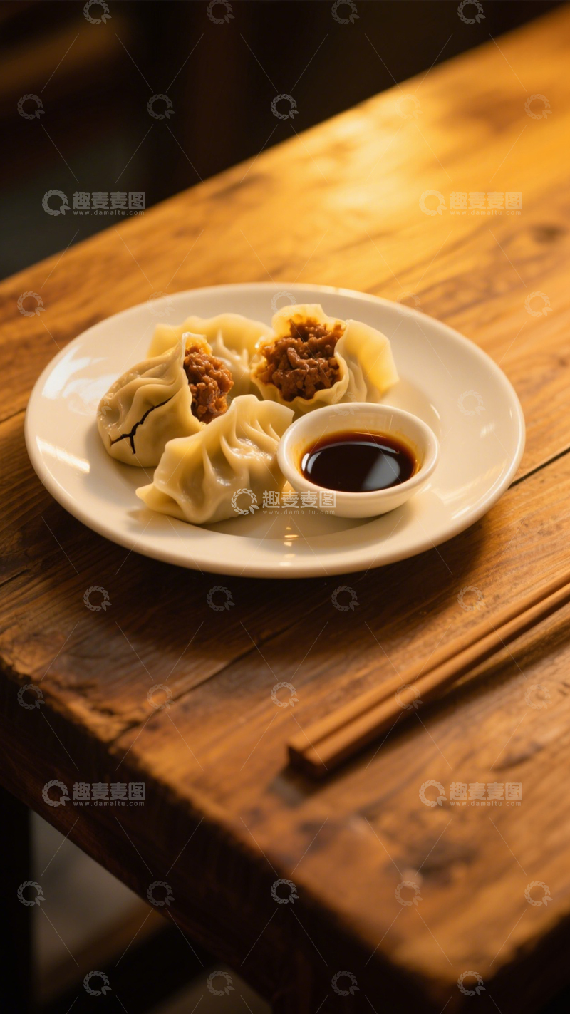 高清大图下载【趣麦麦图】汤汁满溢牛肉汤包1