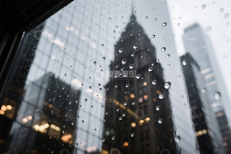 高清大图下载【趣麦麦图】窗外雨中曼哈顿 