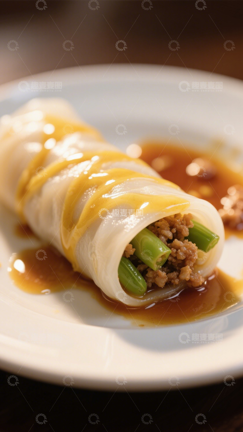 高清大图下载【趣麦麦图】嫩滑可口肉沫肠粉2