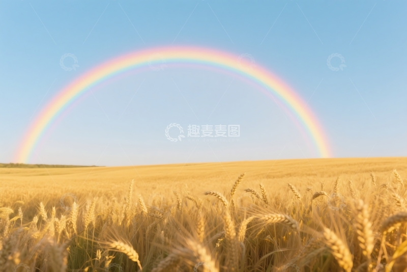 高清大图下载【趣麦麦图】穿过田野的彩虹 