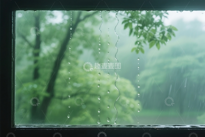 高清大图下载【趣麦麦图】窗上的雨滴 
