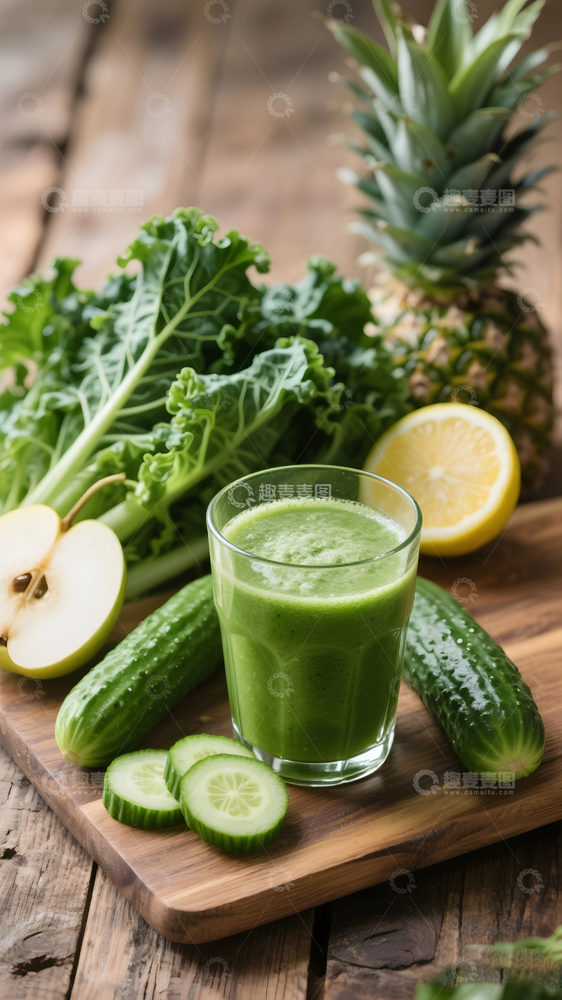 高清大图下载【趣麦麦图】羽衣甘蓝果蔬汁场景7