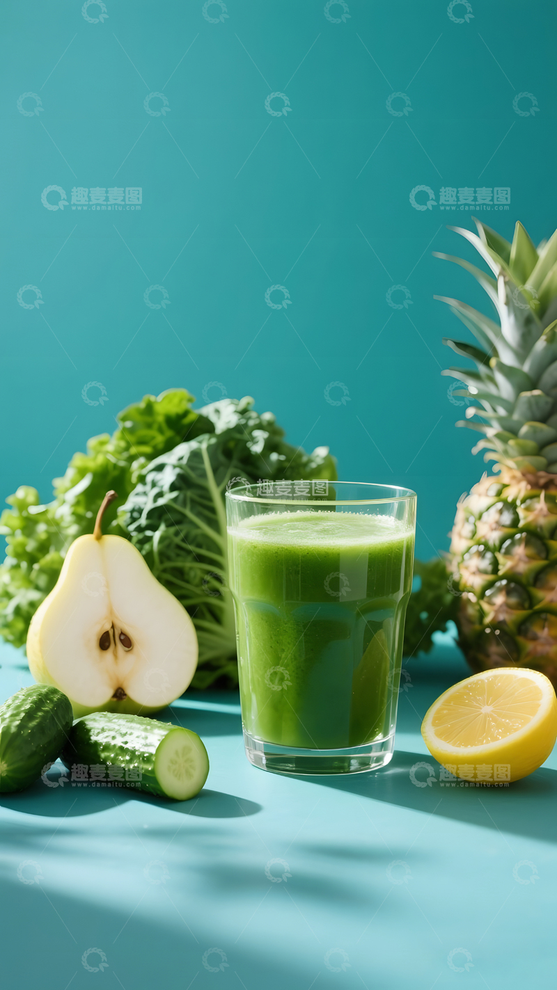 高清大图下载【趣麦麦图】羽衣甘蓝果蔬汁场景1