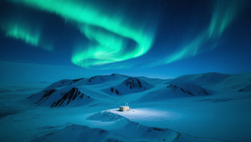 极光雪景小屋奇景