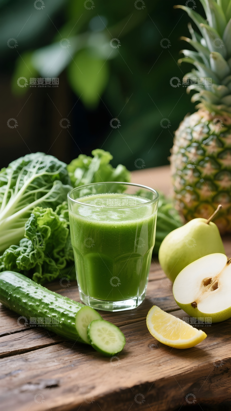 高清大图下载【趣麦麦图】羽衣甘蓝果蔬汁场景6