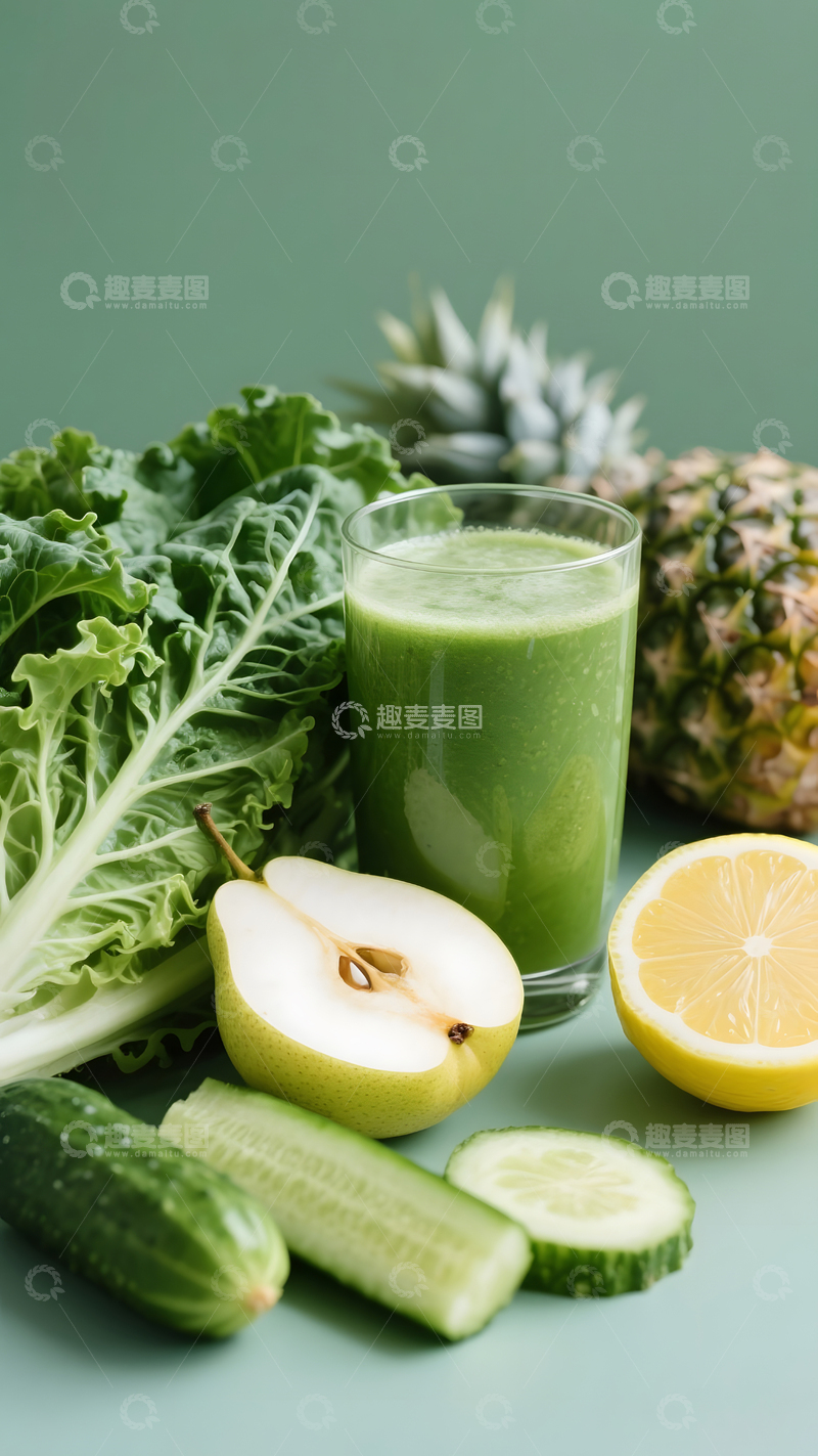 高清大图下载【趣麦麦图】羽衣甘蓝果蔬汁场景3