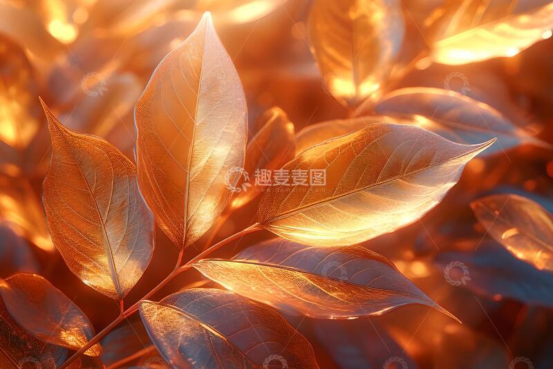 高清大图下载【趣麦麦图】抽象透明叶子清新背景1