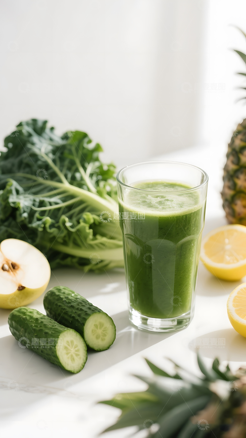 高清大图下载【趣麦麦图】羽衣甘蓝果蔬汁场景4