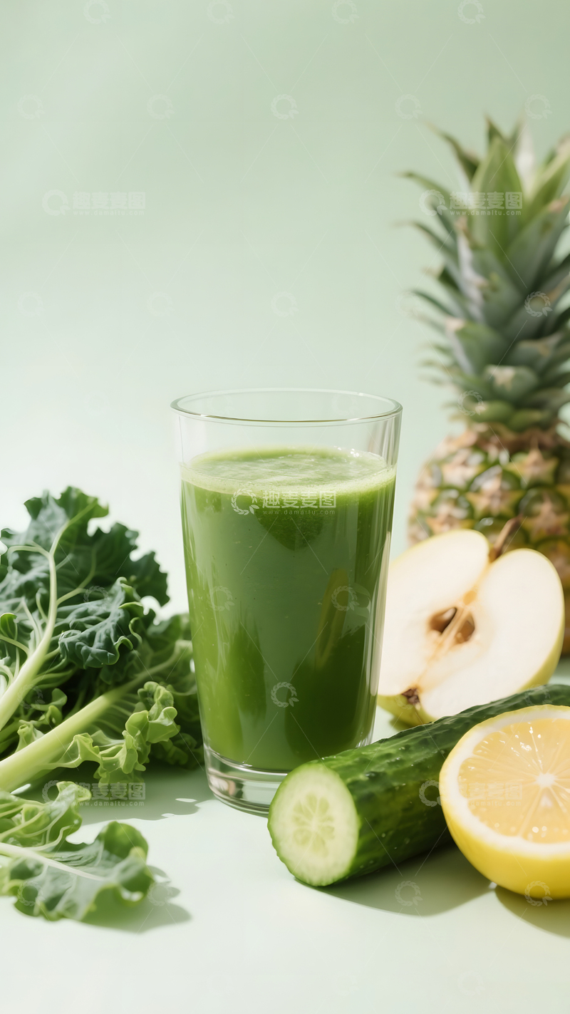 高清大图下载【趣麦麦图】羽衣甘蓝果蔬汁场景