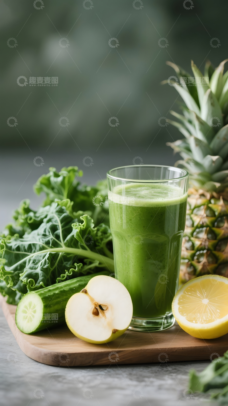 高清大图下载【趣麦麦图】羽衣甘蓝果蔬汁场景2