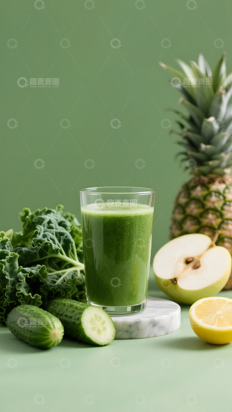 高清大图下载【趣麦麦图】羽衣甘蓝果蔬汁场景5