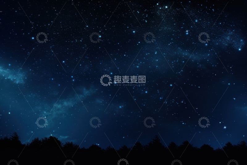 高清大图下载【趣麦麦图】手绘星空夜景