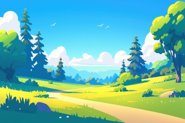 卡通简约森林树木背景