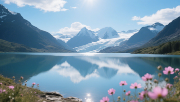 雪山湖泊倒影美景