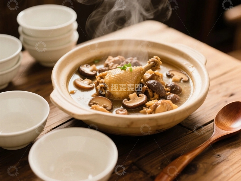 高清大图下载【趣麦麦图】中国东北菜小鸡炖蘑菇1