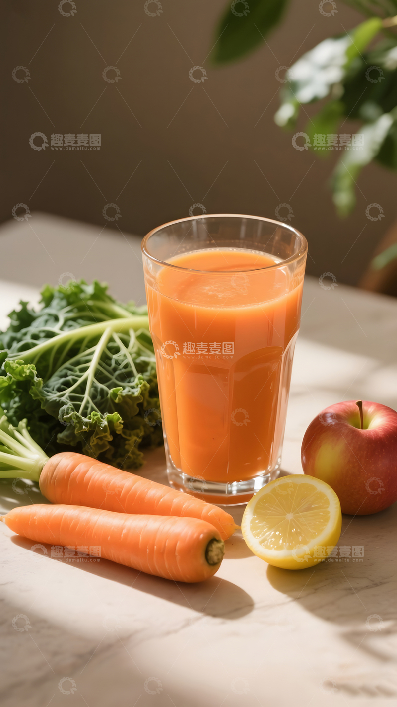 高清大图下载【趣麦麦图】胡萝卜果蔬汁1