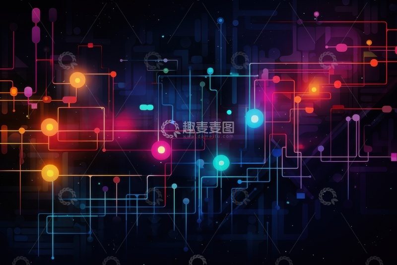 高清大图下载【趣麦麦图】科技彩色线条纹路背景