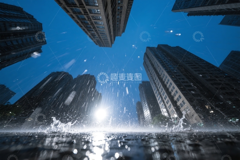 高清大图下载【趣麦麦图】城里下雨了。雨滴。溅起的水。 
