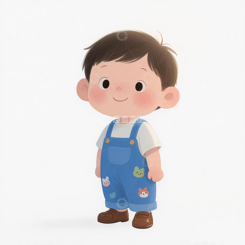 小男孩手绘插画1