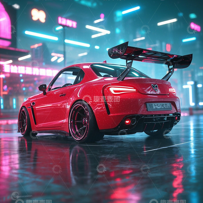 高清大图下载【趣麦麦图】红色跑车科技感