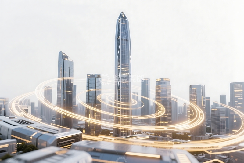 高清大图下载【趣麦麦图】深圳科技光线城市建筑背景 