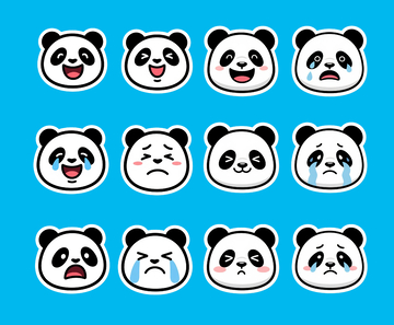 卡通熊猫表情包可爱免抠