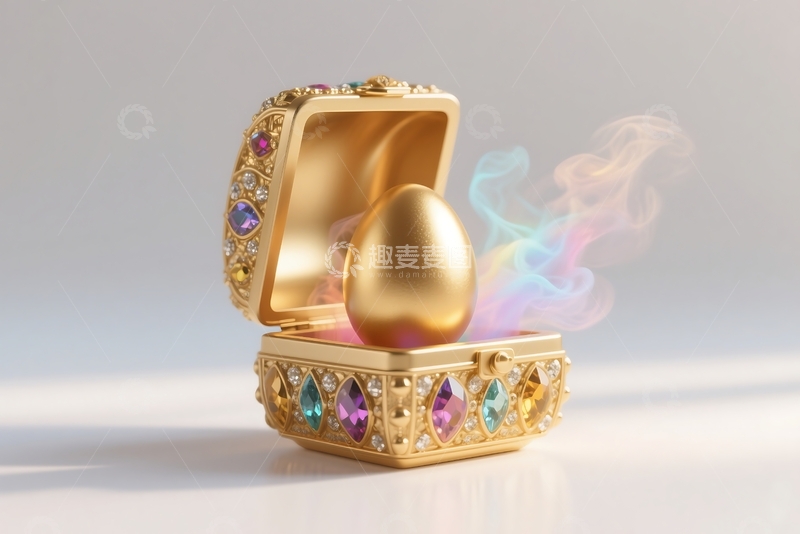 高清大图下载【趣麦麦图】奢华的3D渲染金蛋展示在一个 