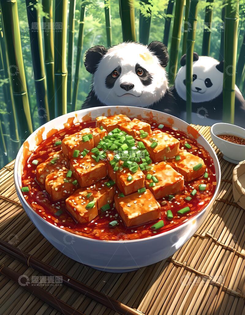 高清大图下载【趣麦麦图】手绘风四川麻婆豆腐