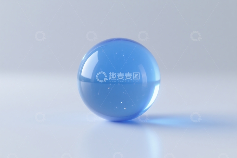 高清大图下载【趣麦麦图】柔软旋转小球玻璃透明精华蓝色 