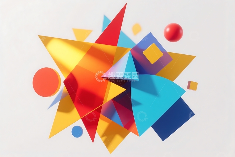 高清大图下载【趣麦麦图】色彩斑斓的几何形状在抽象图案中 