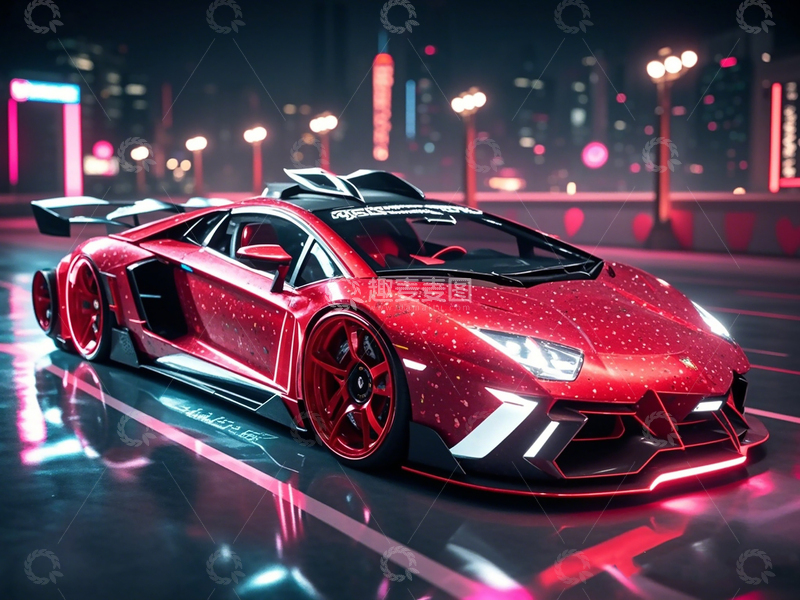 高清大图下载【趣麦麦图】未来红色跑车