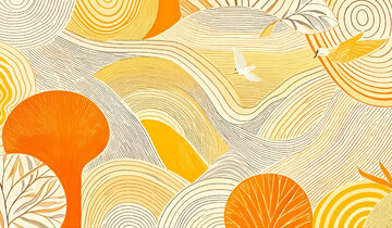 线条植物抽象森林插画