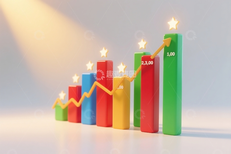 高清大图下载【趣麦麦图】生动的3D柱状图数据增长 