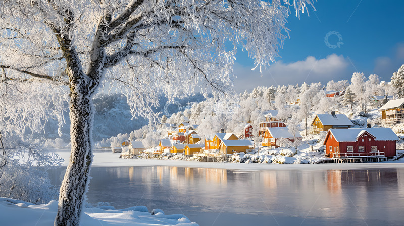 高清大图下载【趣麦麦图】被白雪覆盖的大树冬景2
