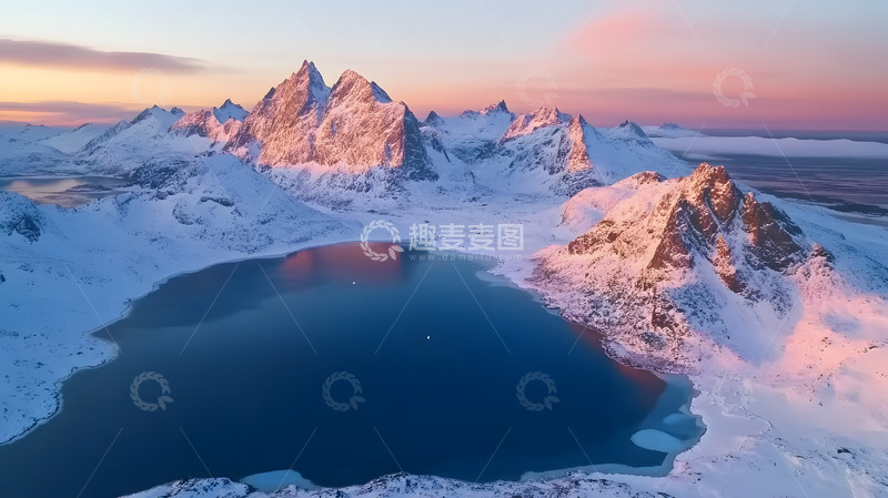 高清大图下载【趣麦麦图】冬季雪山湖泊4