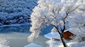 被白雪覆盖的大树冬景5