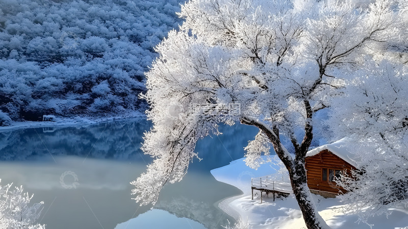 高清大图下载【趣麦麦图】被白雪覆盖的大树冬景5