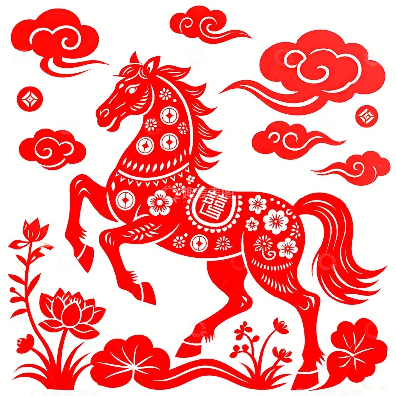 高清大图下载【趣麦麦图】2026年马年剪纸2