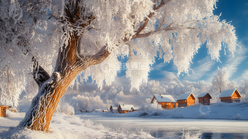 高清大图下载【趣麦麦图】被白雪覆盖的大树冬景3