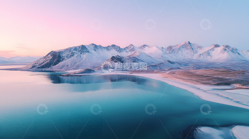 高清大图下载【趣麦麦图】冬季雪山湖泊1