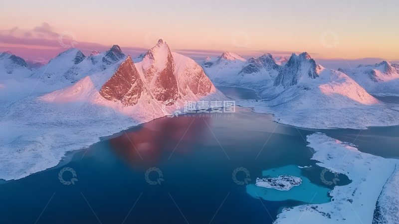 高清大图下载【趣麦麦图】冬季雪山湖泊5