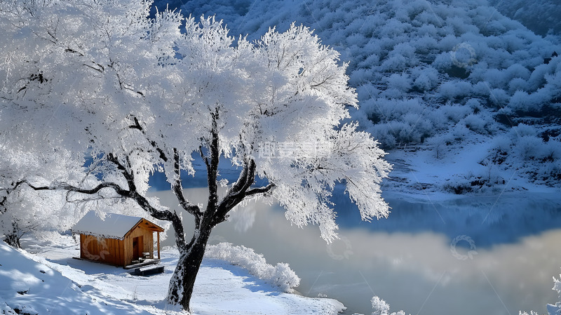 高清大图下载【趣麦麦图】被白雪覆盖的大树冬景1