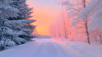 早上被雪覆盖的树林美景2