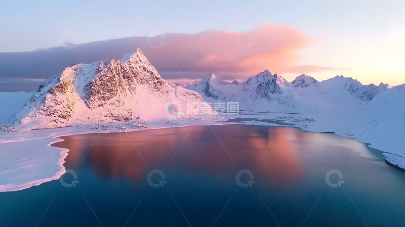 高清大图下载【趣麦麦图】冬季雪山湖泊2