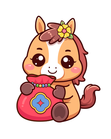 马年如意可爱卡通插画