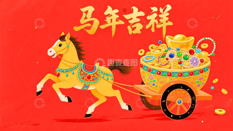 高清大图下载【趣麦麦图】2026年马年卡通绘画6