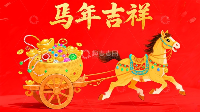 高清大图下载【趣麦麦图】2026年马年卡通绘画7